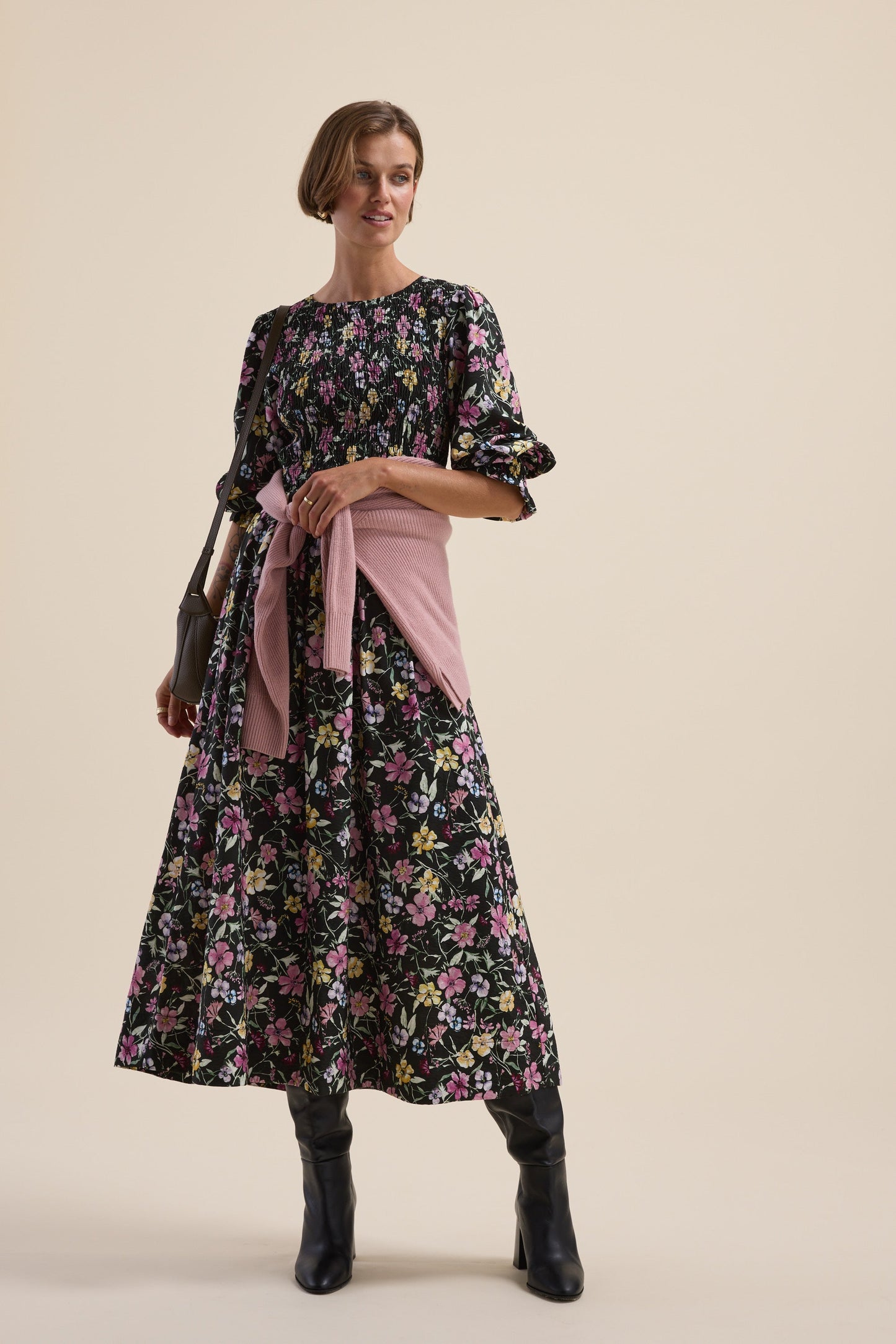 Brooke Shirred Long Sleeve Dress
