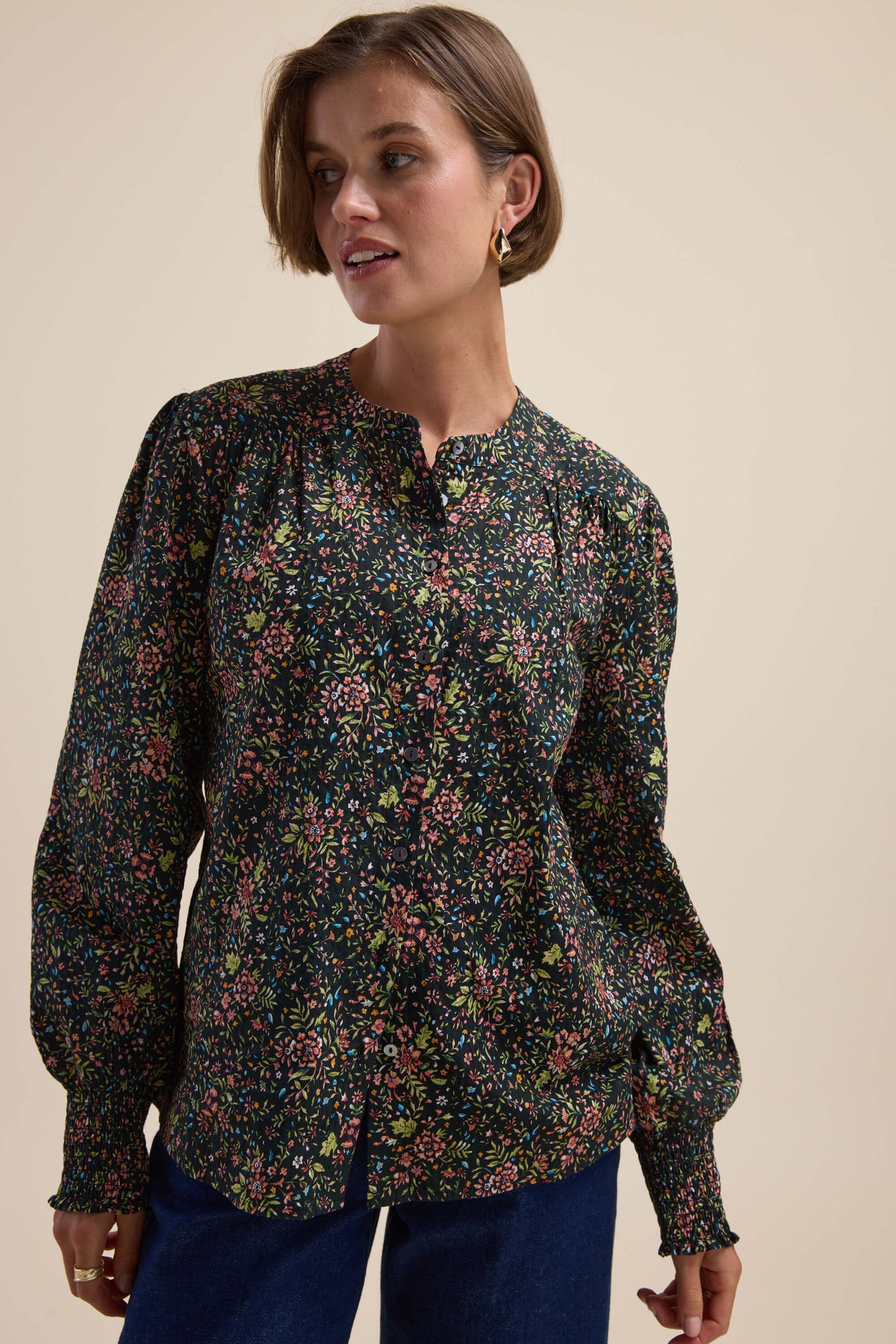 Elementary Button Front Top