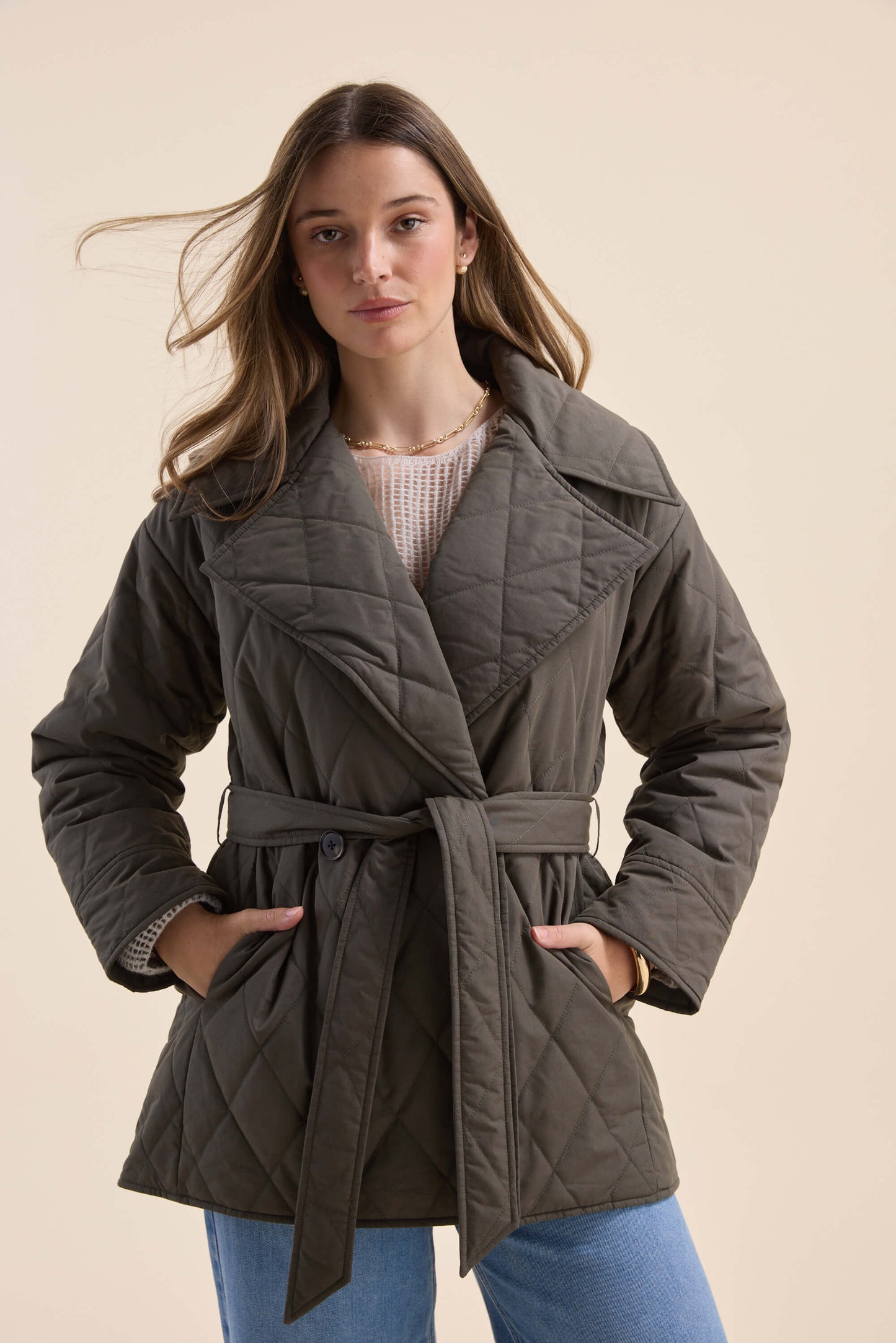 Elementary Tie Waist Puffer Jacket