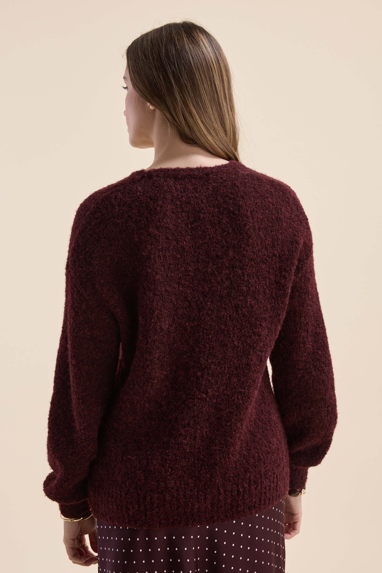 Violet Textured V Neck Sweater