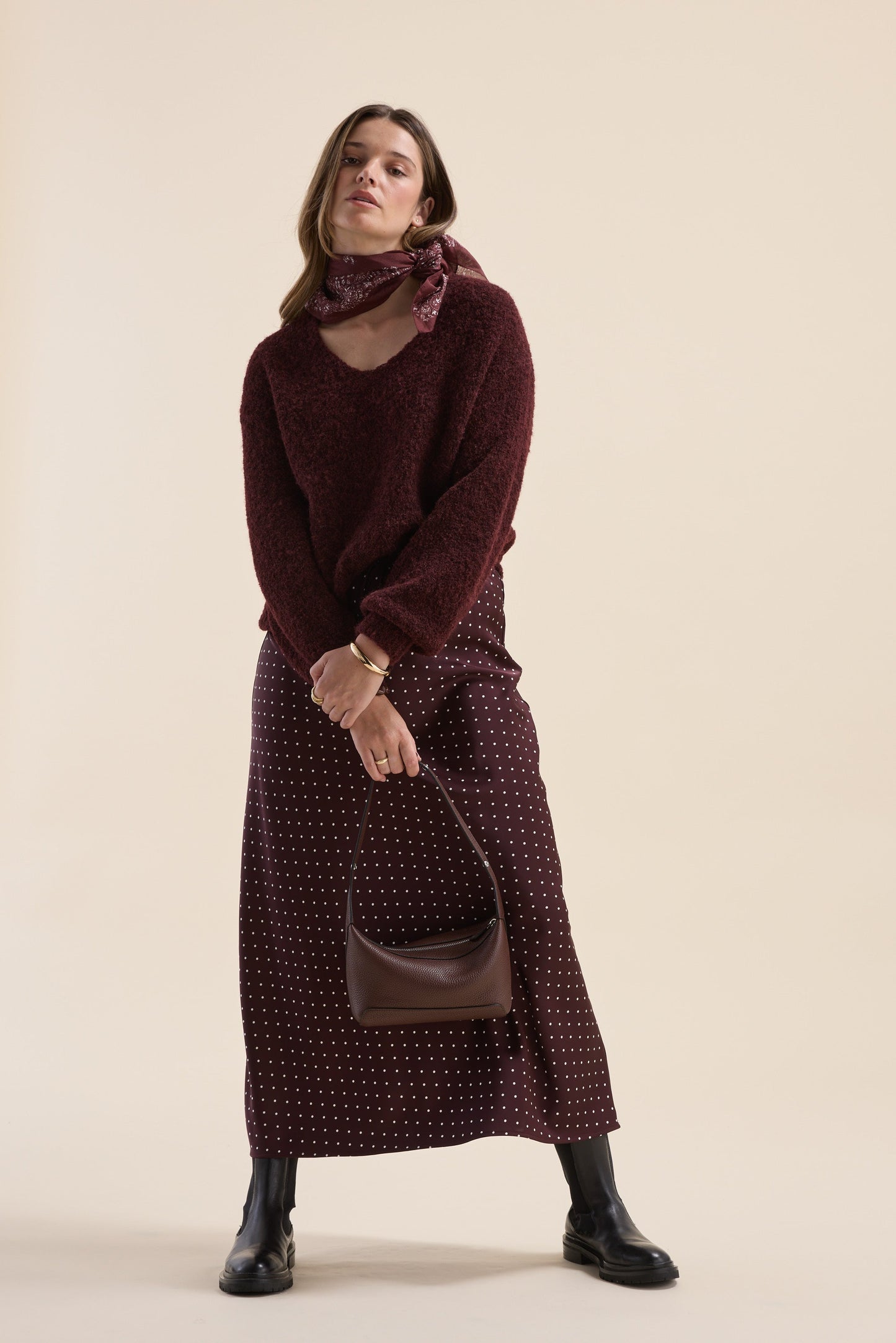 Violet Textured V Neck Sweater