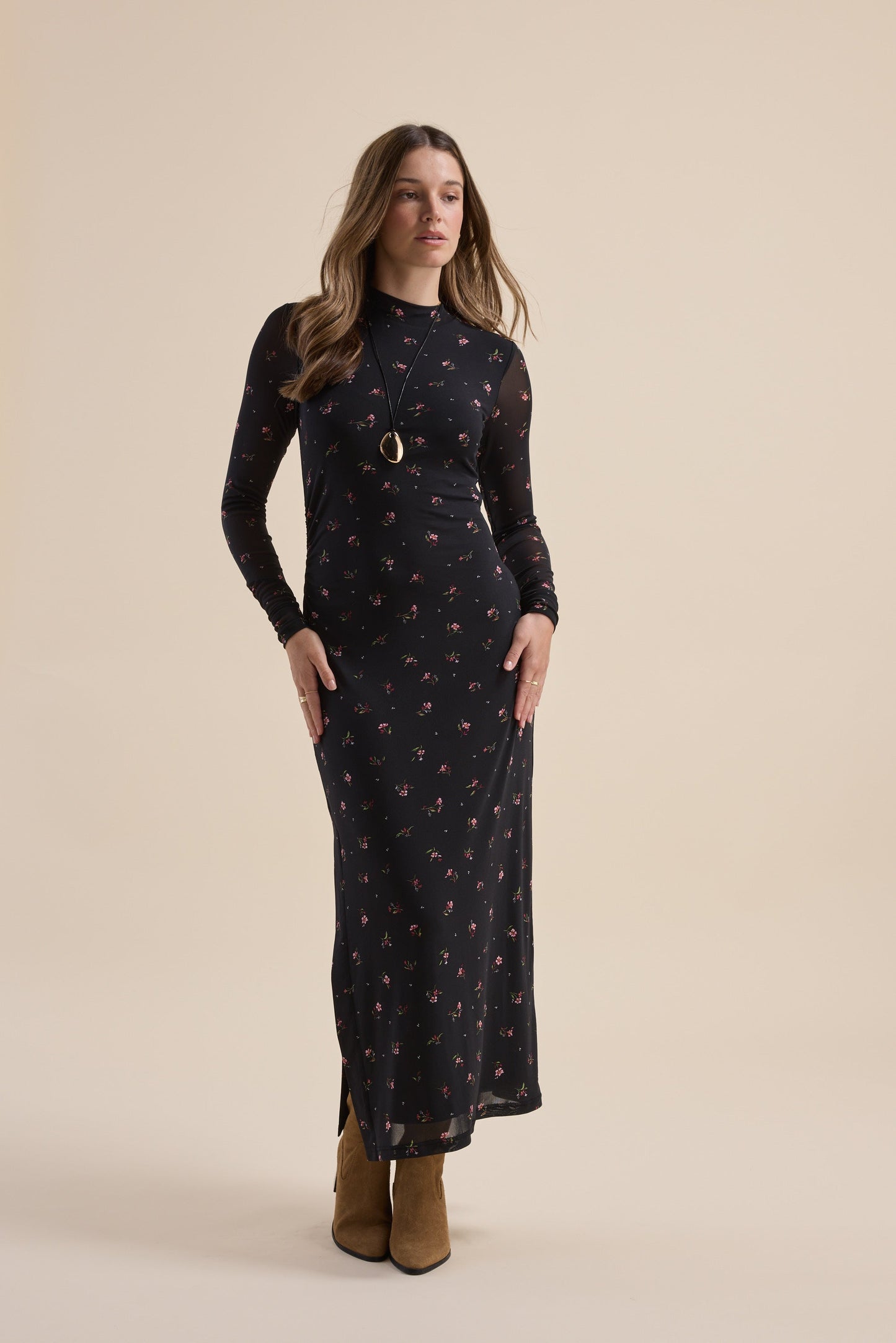 The Mesh Funnel Neck Dress