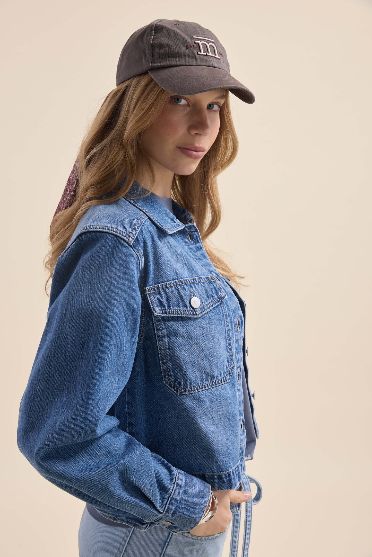 Elementary Long Sleeve Cropped Denim Shirt
