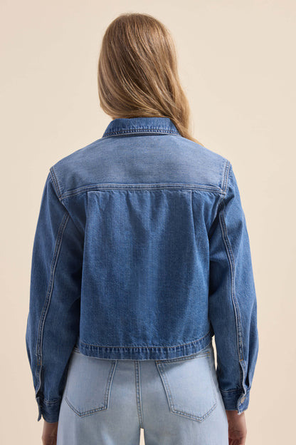 Elementary Long Sleeve Cropped Denim Shirt