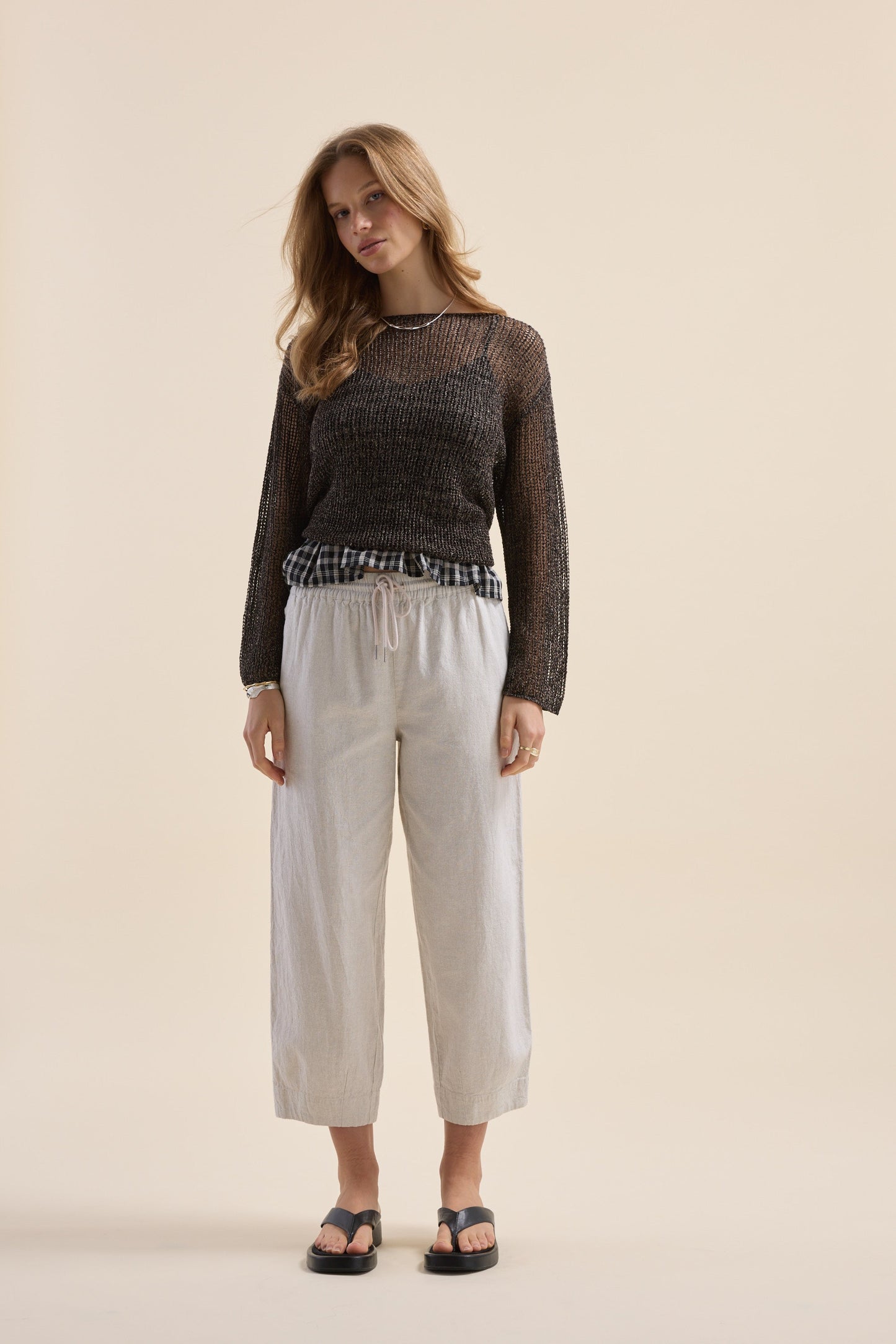 Elementary Linen Barrel Leg Jogger