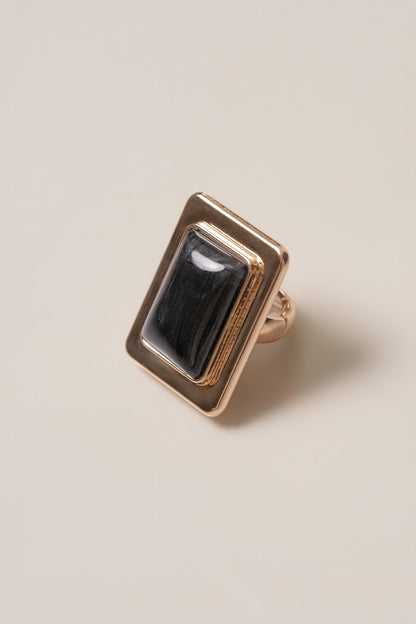 Black Polished Frame Ring