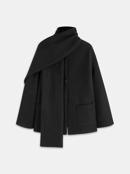 Scarf-Accented Wool Jacket