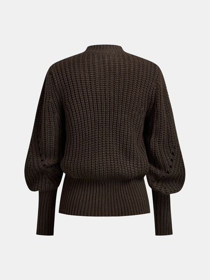 Tie-Waist Button-Front Knit Sweater