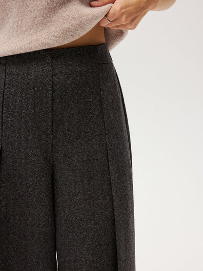 Elastic Waist Pleated Wide Leg Pants