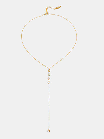 Y-Shape Zircon Droplet Lariat Necklace