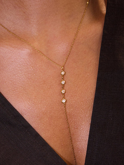 Y-Shape Zircon Droplet Lariat Necklace