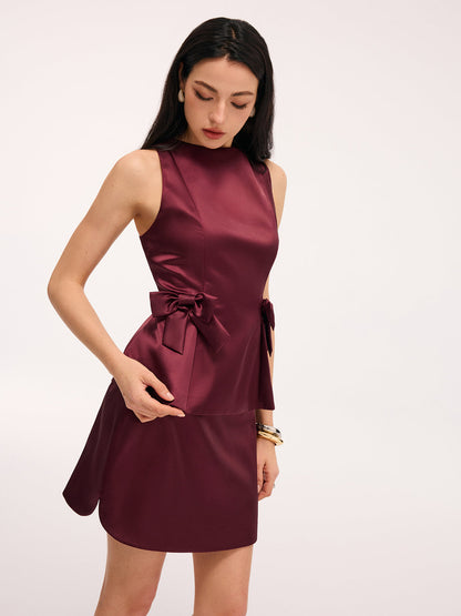 Sleeveless Bow Peplum Top & Mini Skirt Set