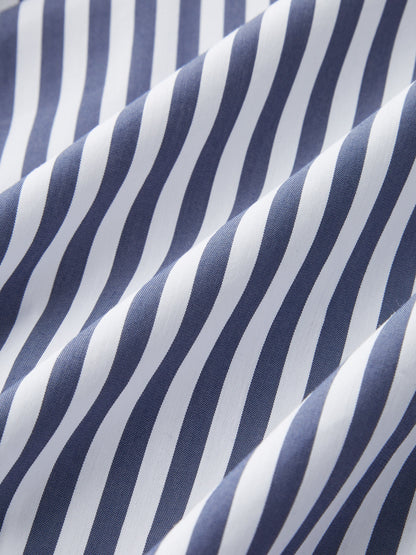 Cotton Blend Striped Tie-Neck Bodysuit
