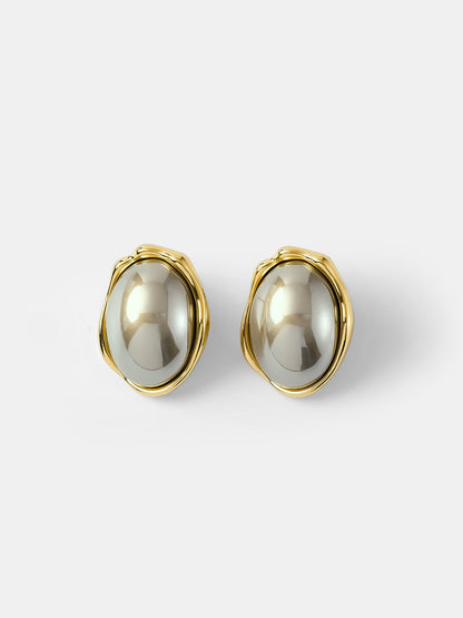 Irregular Frame Oval Stud Earrings