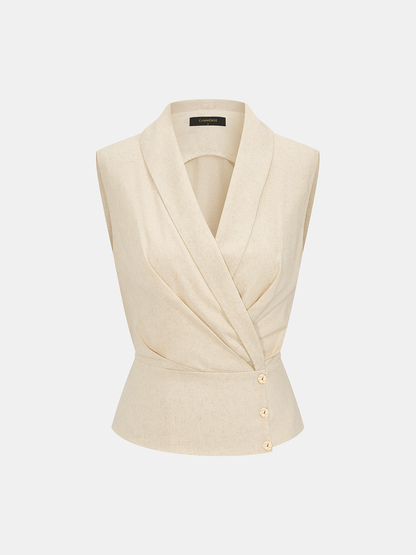 Linen Blend Wrap Vest Top