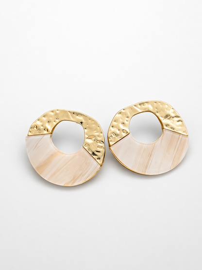 Hammered Circle Statement Earrings