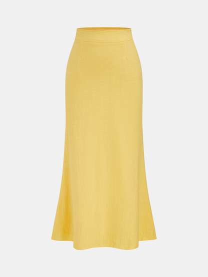 Cotton Tie-Front Peplum Top & Skirt Set