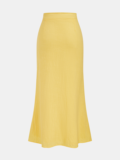 Cotton Tie-Front Peplum Top & Skirt Set