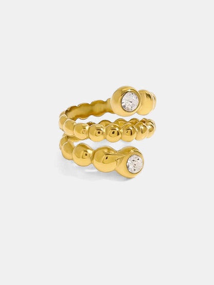 Beaded Wrap Zircon Open Ring