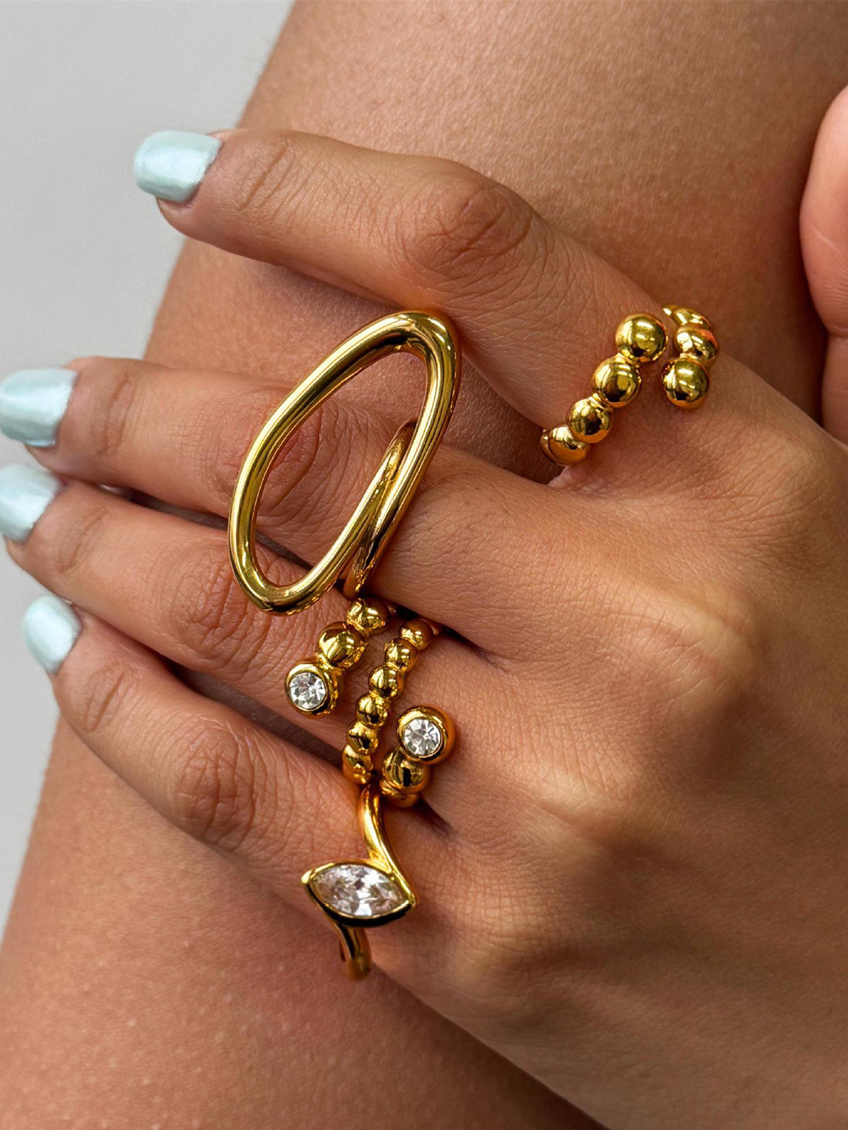 Beaded Wrap Zircon Open Ring