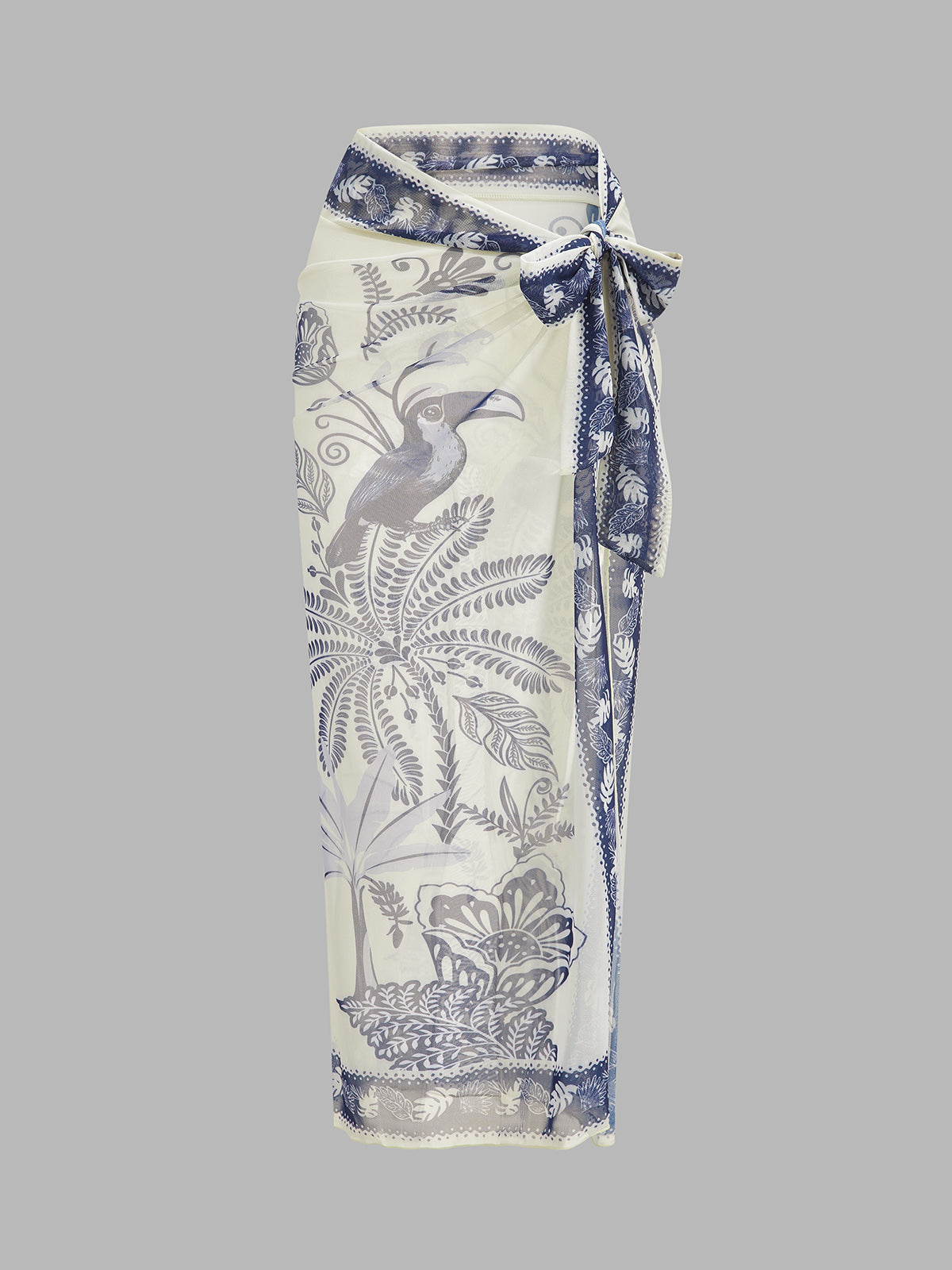 Tropical Toucan Print One Piece Swimsuit & Sarong Set
