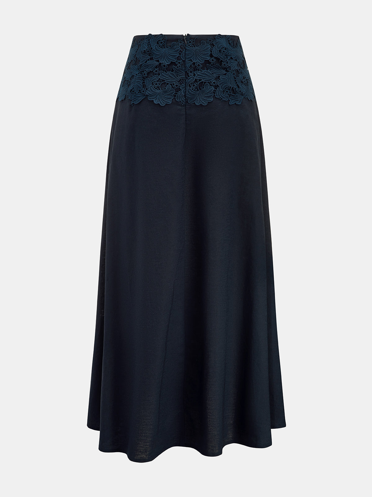 Cotton Linen Top & Lace Waist Skirt Set