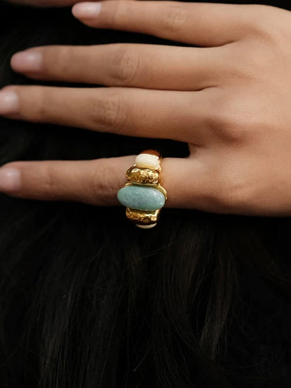 Natural Stone Chunky Statement Ring