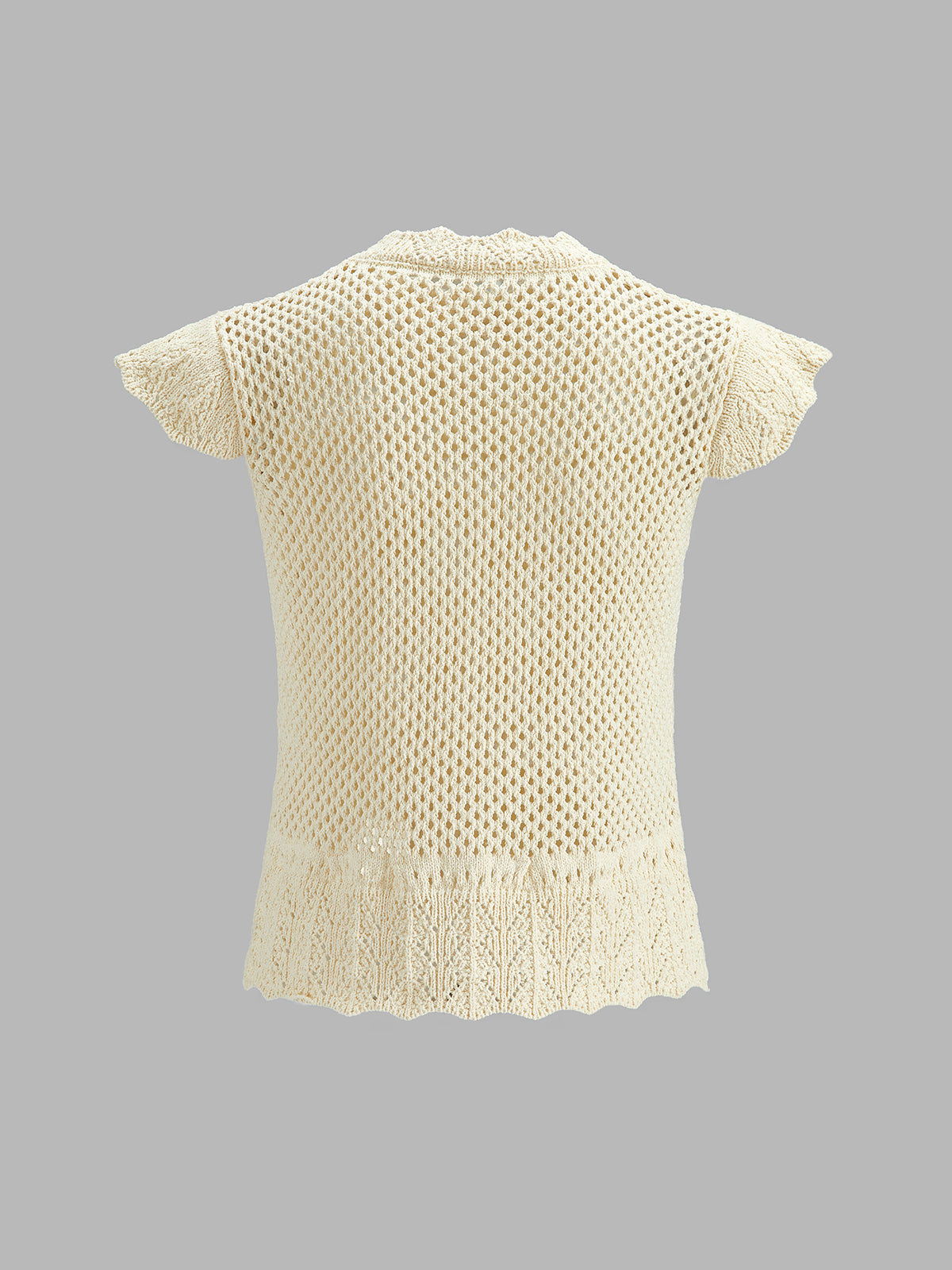Hollow Crochet Cap Sleeve Knit Top