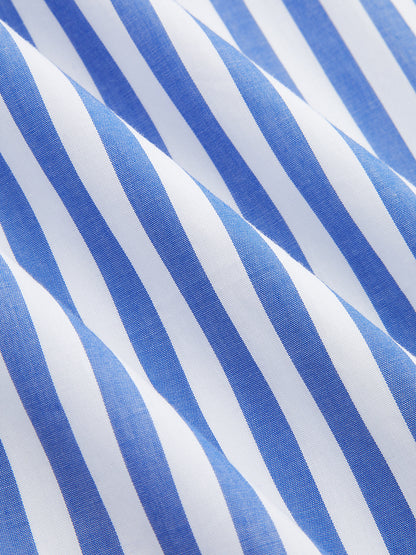 Striped Cut-Out Shirt Midi Dress