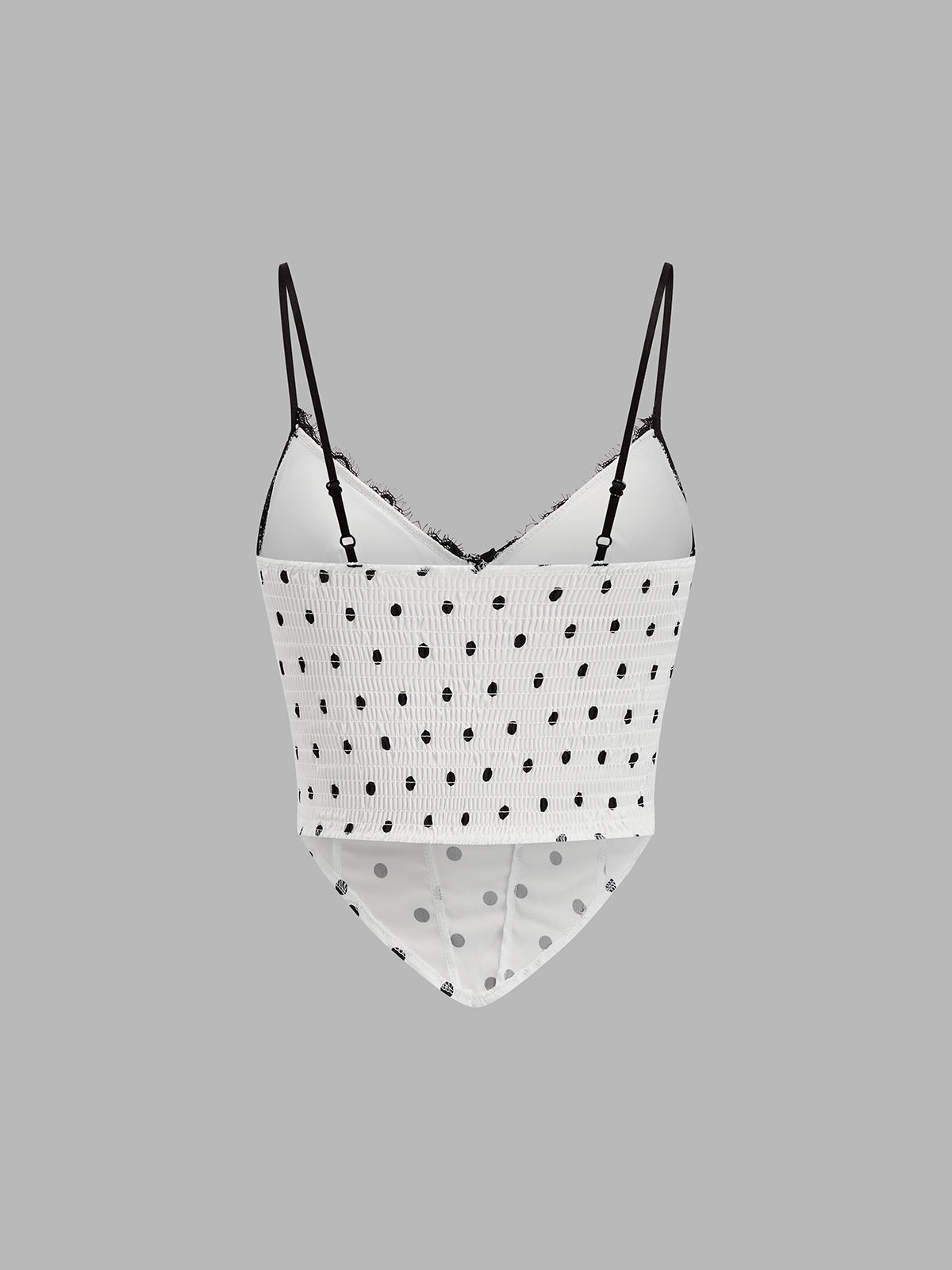 Lace Polka Dot Irregular Hem Cami Top