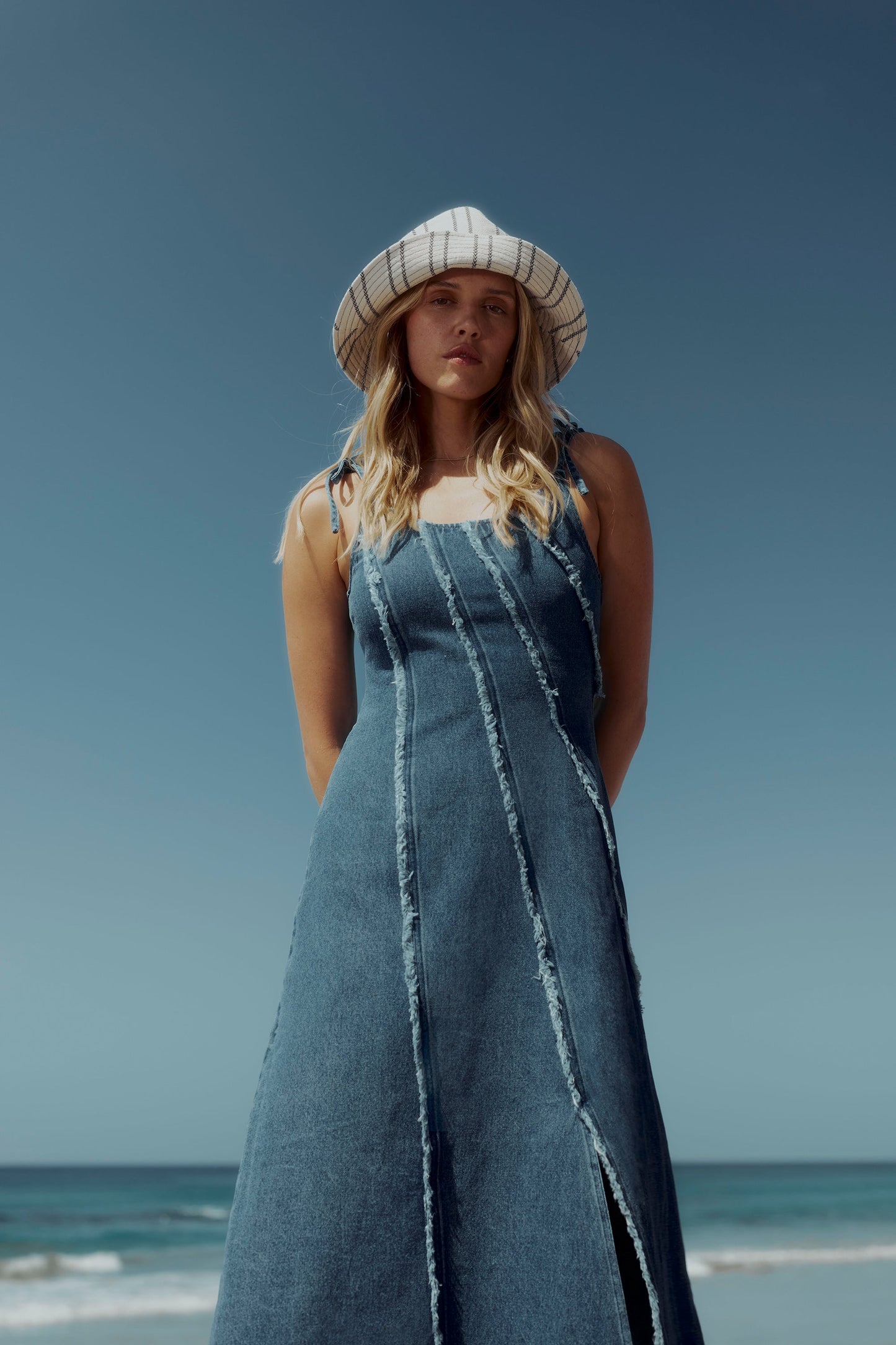 Rosa Denim Panel Detail Dress