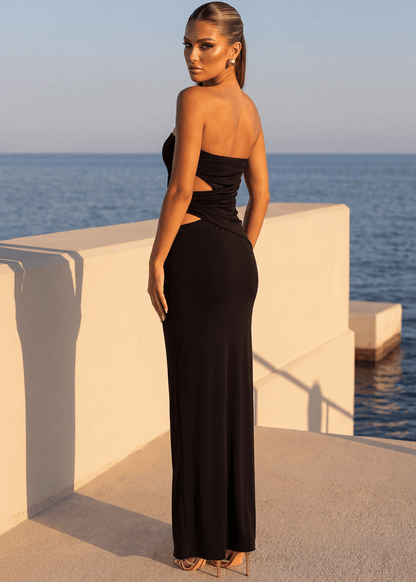 Iconic Heat Strapless Cut Out Maxi Dress - Black