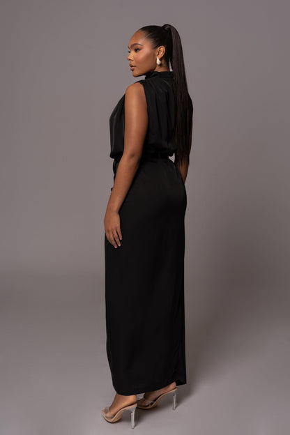 Black Jamila Drape Skirt