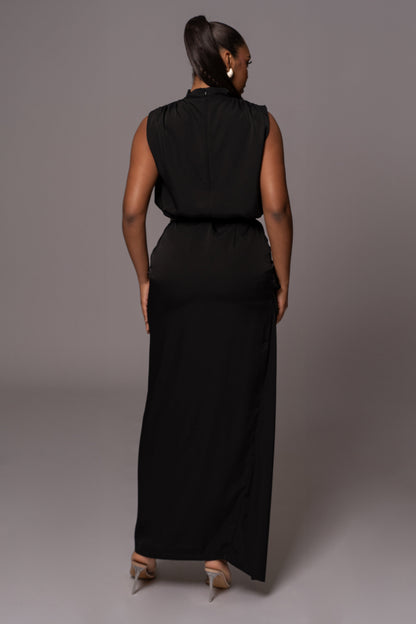 Black Jamila Drape Skirt