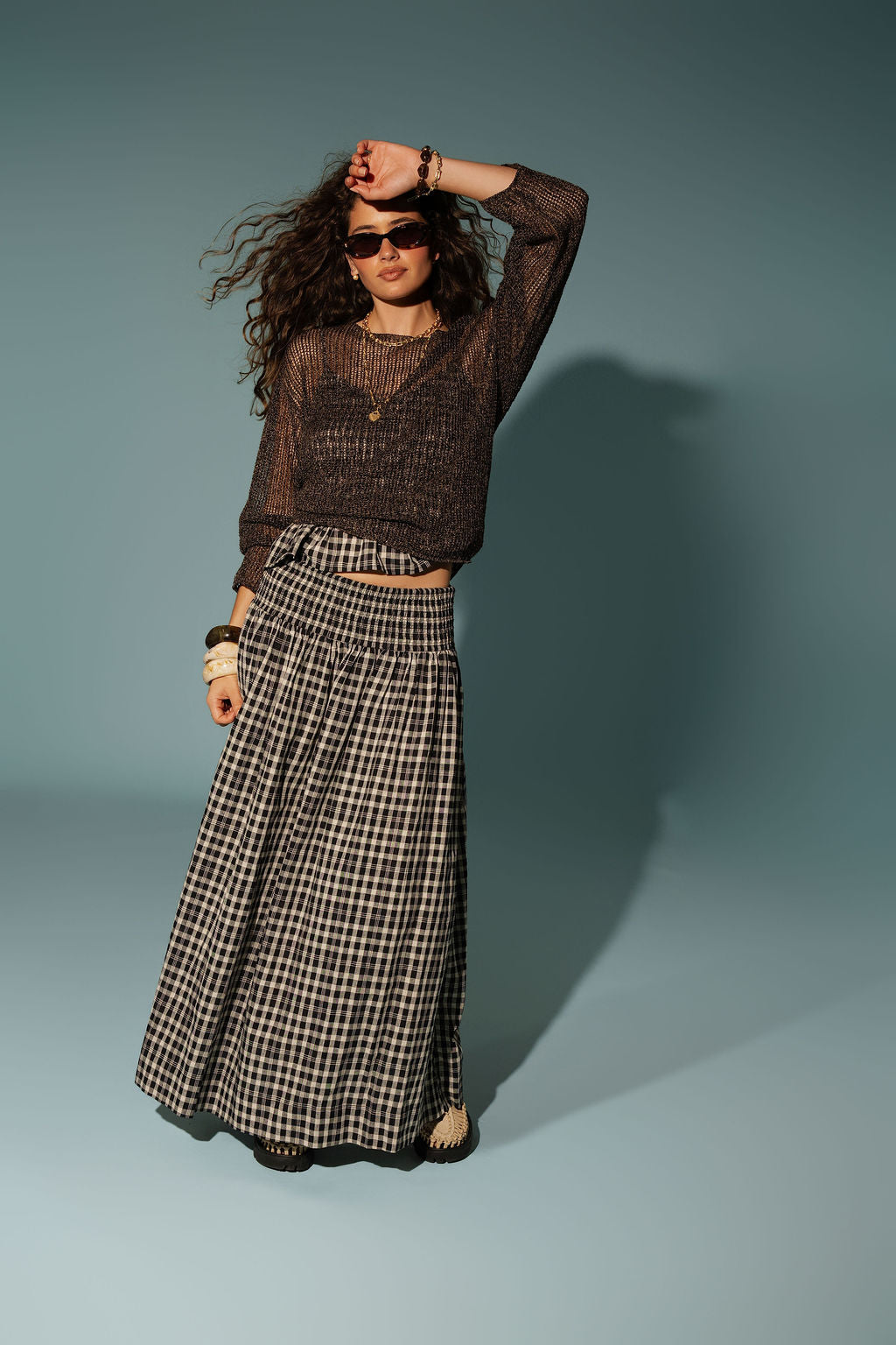 Elementary Shirred Drop Waist Skirt