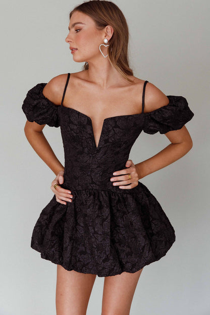 Mon Bebe Drop Waist Mini Dress Black