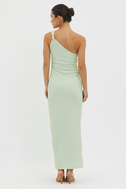 Clean Slate One-Shoulder Smocked Midi Dress Sage
