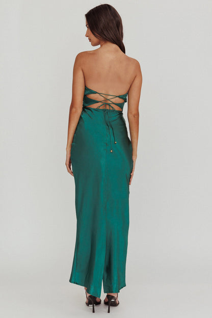 Good Impression Double Twist Midi Dress Forest Green