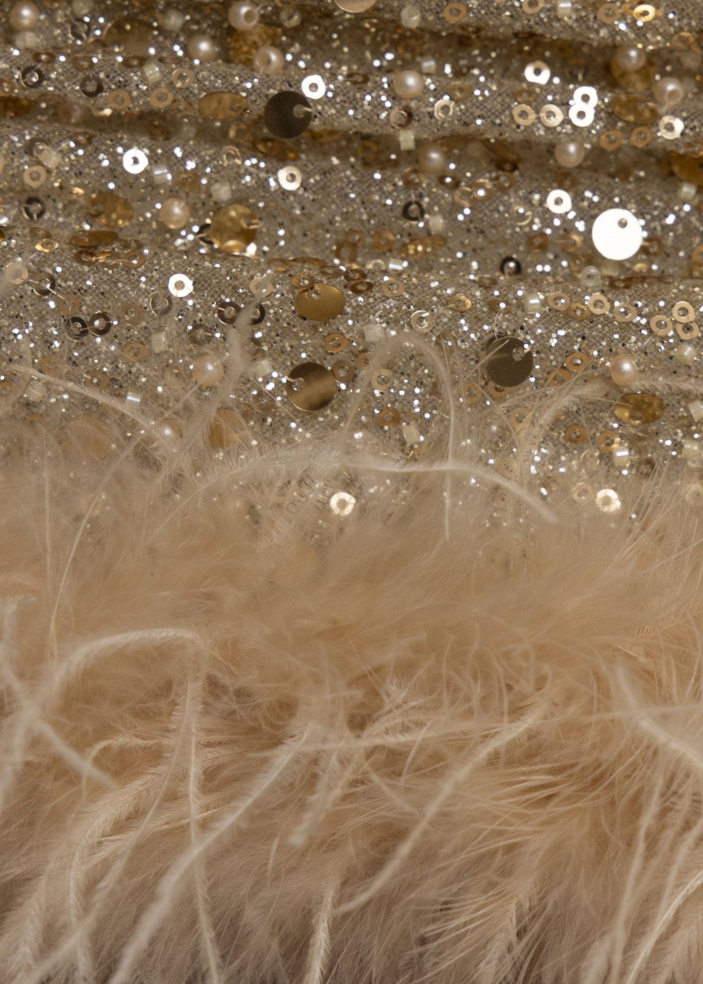 Sweeter Nights Embellished Feather Mini Dress - Gold