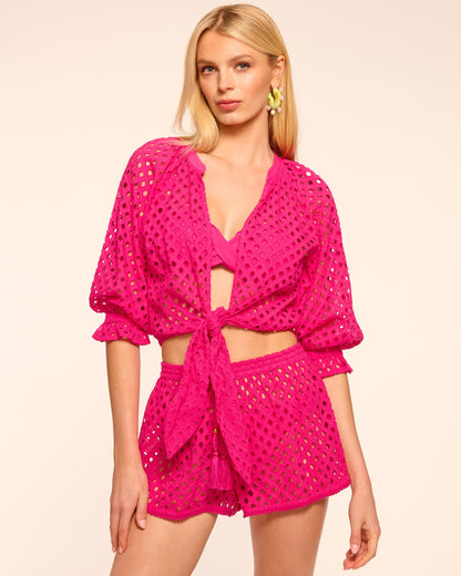 Rashida Cutout Eyelet Coverup Top
