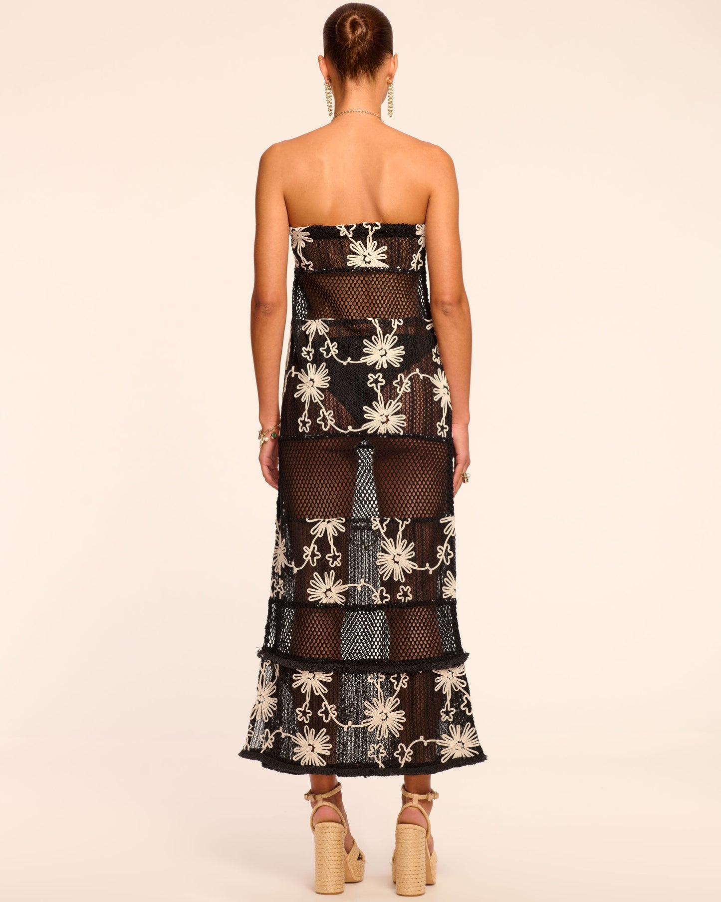 Senara Embroidered Strapless Coverup Maxi Dress