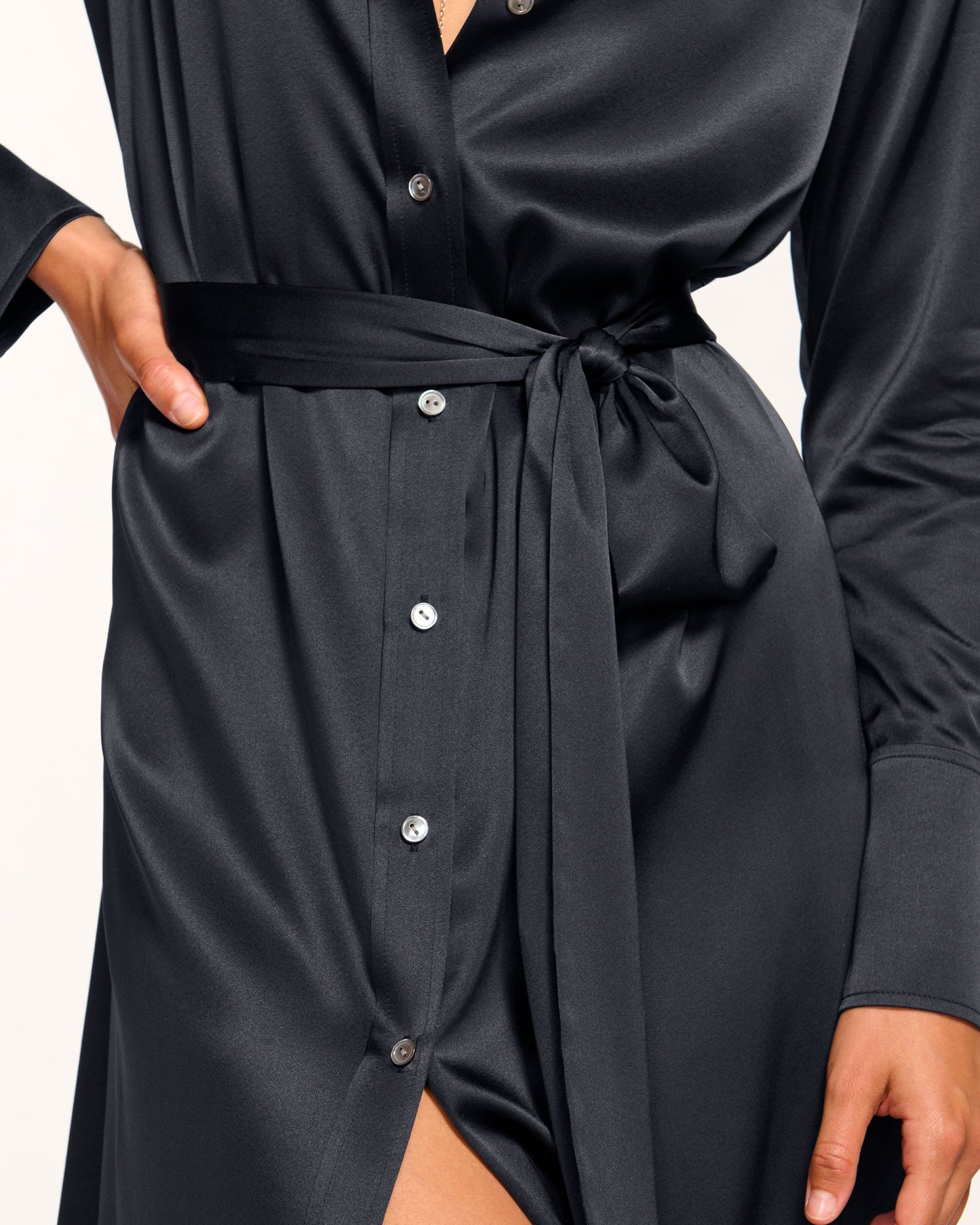 Victoria Silk Button Down Midi Dress | NAVY