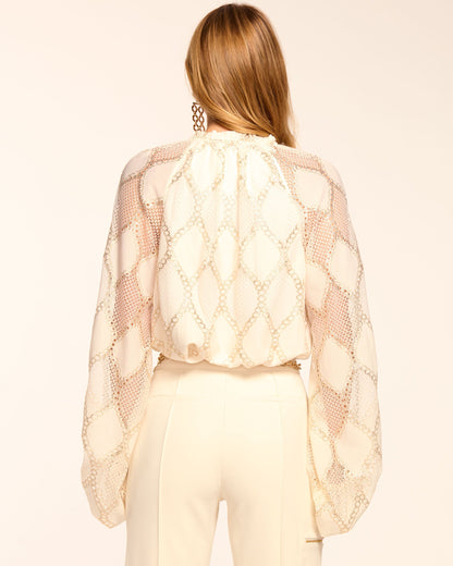 Ria Lurex Lace Long Sleeve Blouse