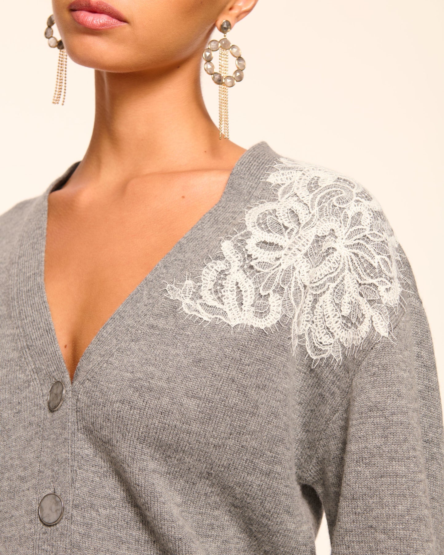 Perry Wool Embellished Cardigan Sweater