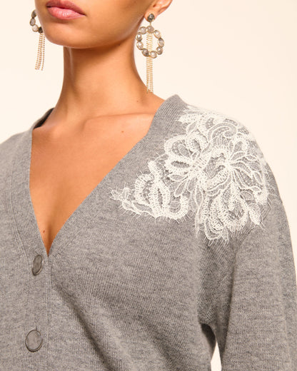 Perry Wool Embellished Cardigan Sweater