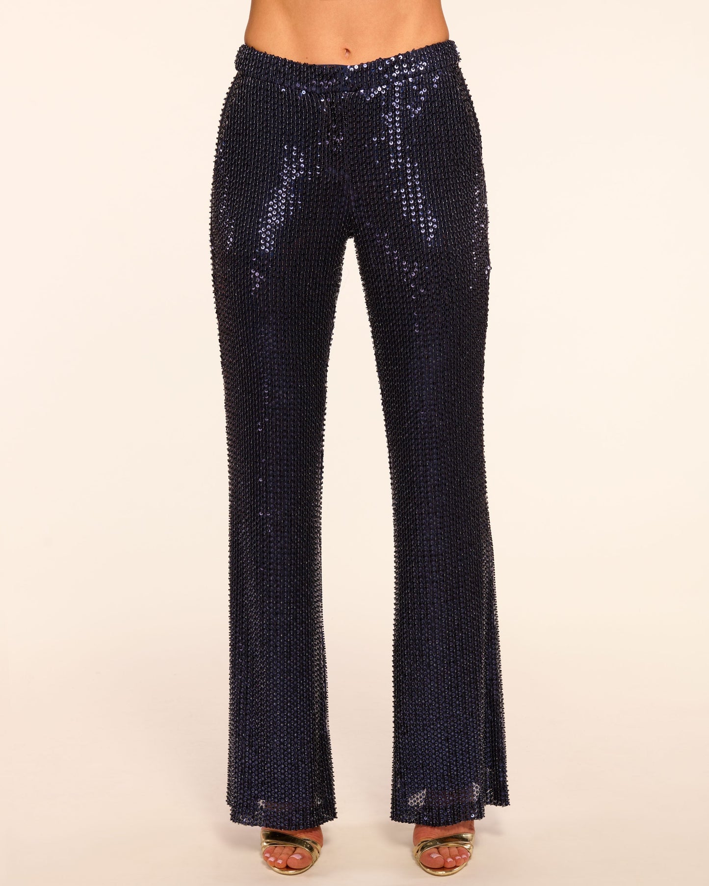 Olivian Beaded Sequin Flare Pant | NAVY
