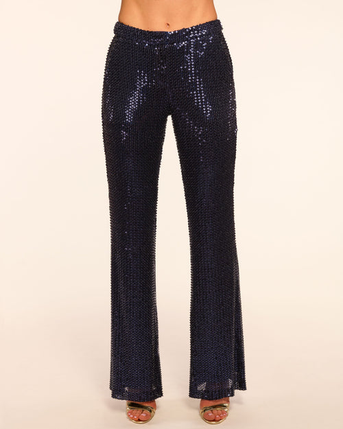 Olivian Beaded Sequin Flare Pant | NAVY