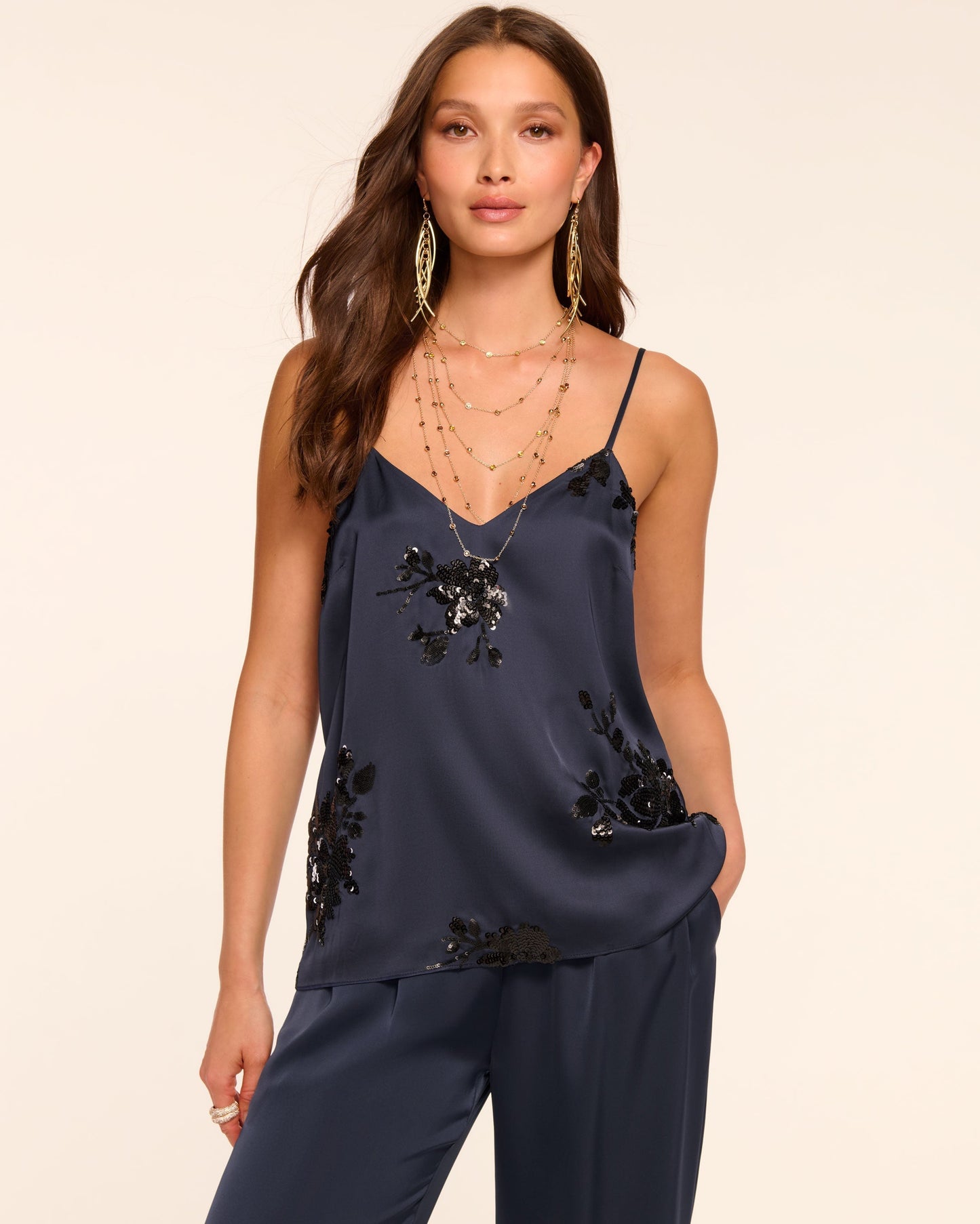 Sandra V-Neck Embellished Tank Top