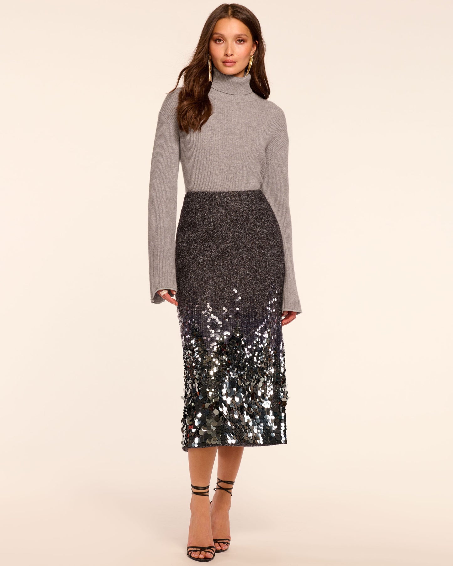 Peter Wool Blend Embellished Midi Skirt