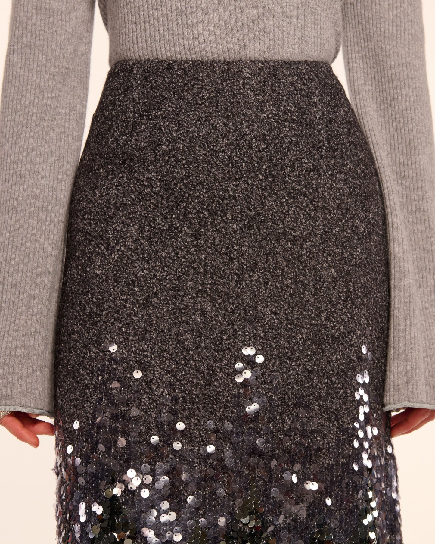 Peter Wool Blend Embellished Midi Skirt